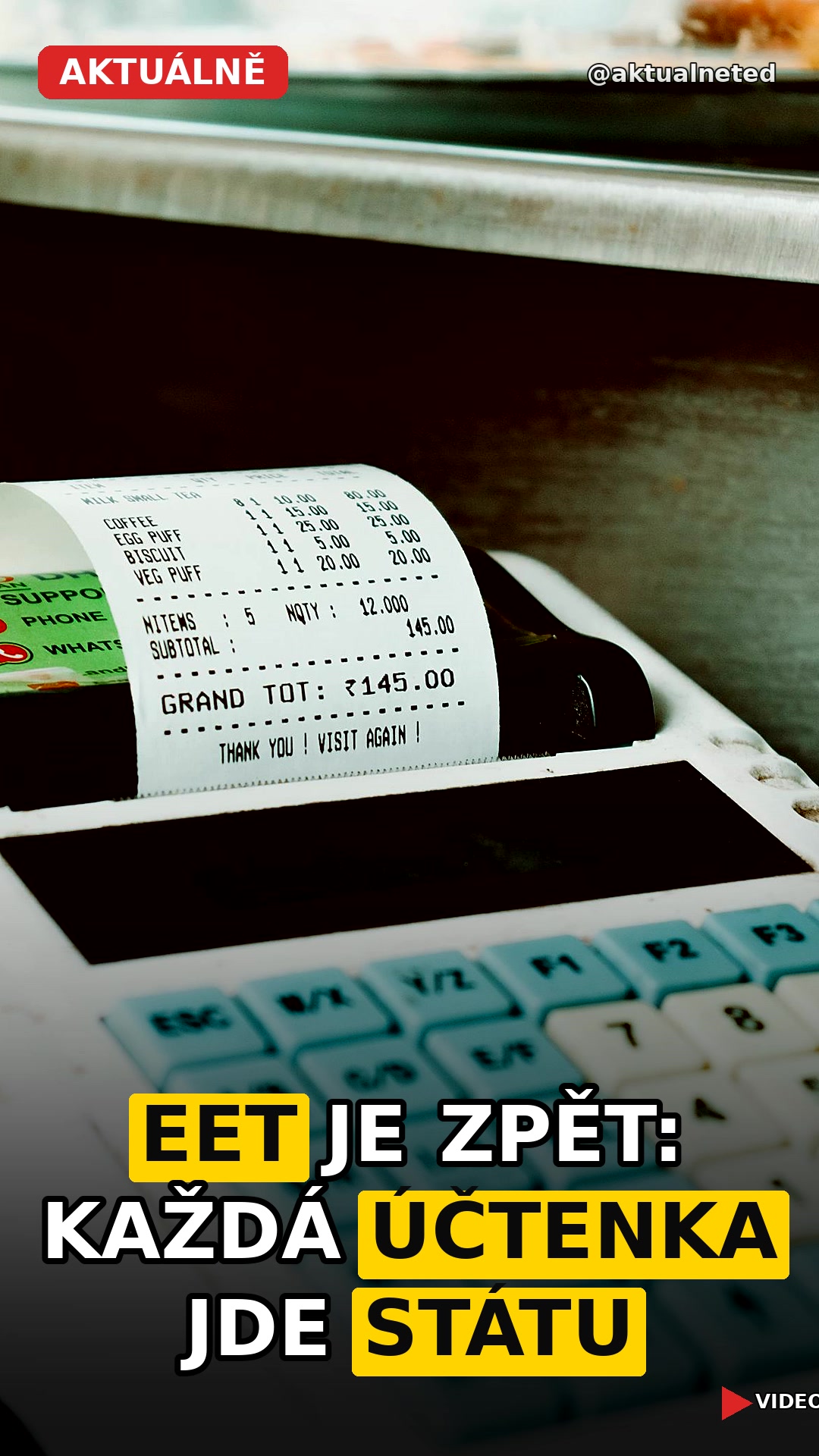 EET JE ZPĚT: KAŽDÁ ÚČTENKA JDE STÁTU